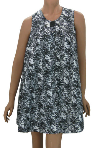 Full Figured Hair Stylist Smock Bamboo Black White Print