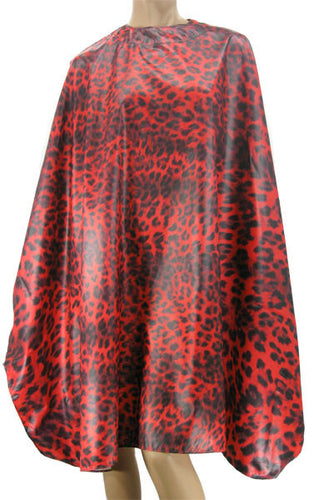 Salon Cape Red Leopard Print