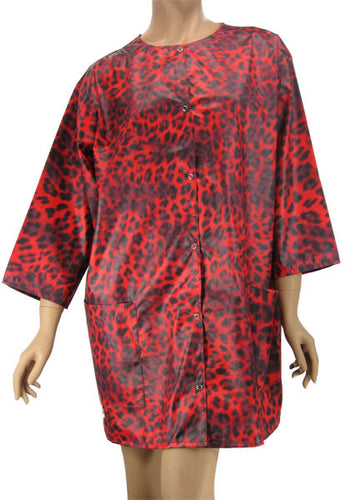 Hair Dresser Jacket Red Leopard