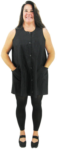 plus size salon swing smocks black front