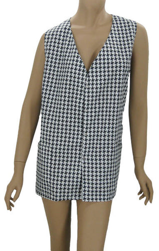 Plus Size Hair Dresser Vest Hounds Tooth