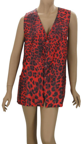 Red Leopard Hair Salon Stylist Vest