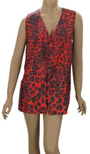 Plus Size Red Leopard Hair Salon Stylist Vest